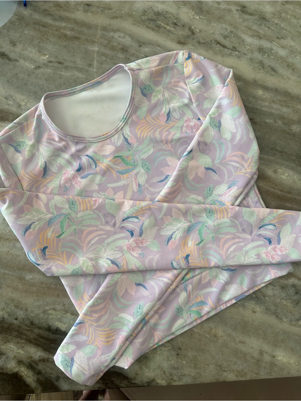 Skatie Pastel Lavender Floral Long Sleeve Swim Top